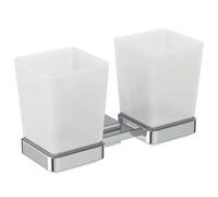 Ideal Standard IOM Square - Gobelet pour brosse à dents et dentifrice avec support, verre mat / chrome E2205AA