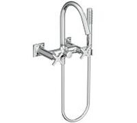 Ideal Standard Joy Mélangeur de bain à deux poignées Neo BD162AA apparent, avec douchette à main, saillie 190 mm, poignées en croix, chromé