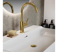 Ideal Standard Joy mitigeur lavabo BC778A2 bec haut, pivotante , sans garniture de vidage, saillie 169 mm, or brossé