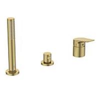 Ideal Standard La Dolce Vita Mitigeur de bain 3 trous BD670A2 pour rebord de baignoire, sans bec, avec douchette à main, or brossé