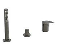 Ideal Standard La Dolce Vita Mitigeur de bain 3 trous BD670A5 pour rebord de baignoire, sans bec, avec douchette à main, gris magnétique