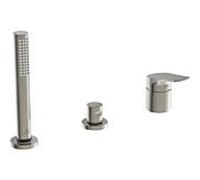 Ideal Standard La Dolce Vita Mitigeur de bain 3 trous BD670GN pour rebord de baignoire, sans bec, avec douchette à main, tempête d'argent