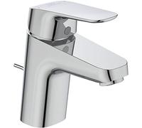 Ideal Standard Mitigeur Ceraflex en métal, pour lavabo, avec système de vidage G1 ¼ à tirette, fixation par le bas, bec rigide en fonte et surface chromée, B1708AA