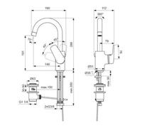 Ideal Standard Mitigeur de lavabo CERAFLEX avec bec haut pivotant chromé Quantité:1