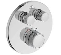 Ideal Standard Mitigeur Douche Encastré Ceratherm Navigo, Ensemble Façade et Corps Rond à Encastrer, 2 Sorties, Cartouche Disque, Limiteur de Débit, Encastré pour Salle de bain Chrome A7295AA
