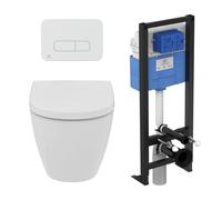Idéal Standard - Pack WC suspendu i.life O recouvrant + bâti support autoportant et plaque de commande - Chrome mat