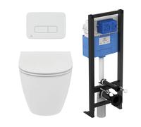Idéal Standard - Pack WC suspendu i.life O slim + bâti support autoportant et plaque de commande - Chrome mat