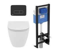 Idéal Standard - Pack WC suspendu i.life O slim + bâti support autoportant et plaque de commande - Noir