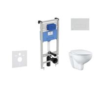 Ideal Standard ProSys - Ensemble pour WC suspendu, cuvette et abattant Bau Ceramic, Plaque de déclenchement Oleas M2, Rimless, SoftClose, chrome mat ProSys120M SP62