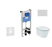 Ideal Standard ProSys - Ensemble pour WC suspendu, cuvette et abattant Connect Air, Plaque de déclenchement Oleas M2, Aquablade, SoftClose, chrome mat ProSys120M SP20