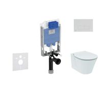 Ideal Standard ProSys - Ensemble pour WC suspendu, cuvette et abattant Connect Air, Plaque de déclenchement Oleas M2, Aquablade, SoftClose, chrome mat ProSys80M SP92