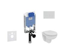 Ideal Standard ProSys - Ensemble pour WC suspendu, cuvette et abattant Eurovit, Plaque de déclenchement Oleas M2, Rimless, SoftClose, chrome mat ProSys80M SP122