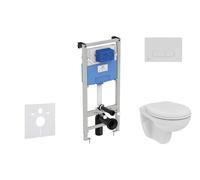 Ideal Standard ProSys - Ensemble pour WC suspendu, cuvette et abattant Eurovit, Plaque de déclenchement Oleas M1, Rimless, SoftClose, blanc ProSys120M SP52