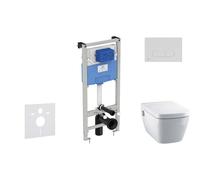 Ideal Standard ProSys - Ensemble pour WC suspendu, cuvette et abattant TECEone, Plaque de déclenchement Oleas M1, Rimless, SoftClose, blanc ProSys120M SP58