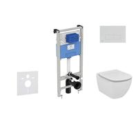 Ideal Standard ProSys - Ensemble pour WC suspendu, cuvette et abattant Tesi, Plaque de déclenchement Oleas M2, Aquablade, SoftClose, chrome mat ProSys120M SP2