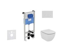 Ideal Standard ProSys - Ensemble pour WC suspendu, cuvette et abattant Tesi, Plaque de déclenchement Oleas M1, blanc ProSys120M SP16