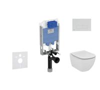 Ideal Standard ProSys - Ensemble pour WC suspendu, cuvette et abattant Tesi, Plaque de déclenchement Oleas M2, chrome mat ProSys80M SP86