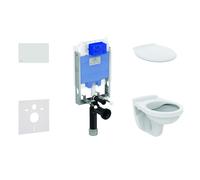 Ideal Standard ProSys - Set d'installation pré-murale, cuvette Alpha avec abattant, plaque de déclenchement Oleas M1, blanc ProSys80M SP106