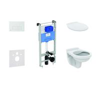 Ideal Standard ProSys - Set d'installation pré-murale, cuvette Alpha avec abattant, plaque de déclenchement Oleas M2, chrome mat ProSys120M SP32