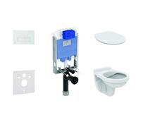 Ideal Standard ProSys - Set d'installation pré-murale, cuvette Alpha avec abattant, plaque de déclenchement Oleas M2, SoftClose, chrome mat ProSys80M SP110