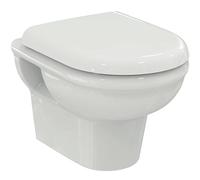 Ideal Standard R051101 Exacto Pack WC mural sans rebord (RimLS+) avec abattant WC Softclose (système d'abaissement automatique) Blanc