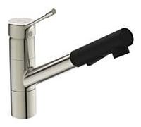 Ideal Standard Robinet de cuisine CeraLook BC297GN, bec centré, douchette extractible, saillie 233 mm, aspect acier inoxydable