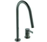 Ideal Standard Robinet de cuisine Gusto 2 trous BD422A5 gris magnétique, avec bec haut