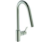 Ideal Standard Robinet de cuisine Gusto BD414GN tempête argentée, avec bec haut et douchette extractible
