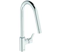 Ideal Standard Robinet de cuisine Gusto BD415AA chromé , avec bec haut et douchette extractible, basse pression