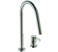 Ideal Standard Robinetterie de cuisine Gusto 2 trous BD422GN tempête d'argent, avec bec haut