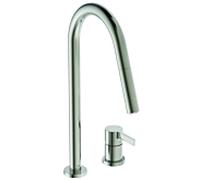 Ideal Standard Robinetterie de cuisine Gusto 2 trous BD424GN Silver Storm, avec bec haut et douchette extractible 2 fonctions