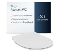 Ideal Standard Tirso abattant WC universel de forme ovale classique - Blanc | Abattant WC universel antibactérien, amovible avec fermeture en douceur (Softclose) et charnières en inox, E3354HY