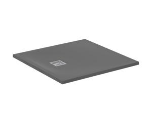 Ideal Standard - Ultra Flat S+ Receveur de douche carré ultra fin en résine effet pierre, 90 x 90 cm, Ideal Solid, Gris ciment