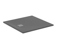 Ideal Standard - Ultra Flat S+, Receveur de douche carré ultra-mince en résine effet pierre, 100x100cm, Ideal Solid, Gris ciment
