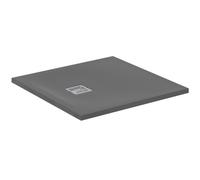 Ideal Standard - Ultra Flat S+, Receveur de douche carré ultra-mince en résine effet pierre, 80 x 80 cm, Ideal Solid, Gris ciment
