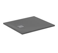 Ideal Standard - Ultra Flat S+, Receveur de douche rectangulaire ultra-mince en résine effet pierre, 100x90cm, Ideal Solid, Échappement côté court, Gris ciment