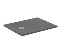 Ideal Standard - Ultra Flat S+, Receveur de douche rectangulaire ultra-mince en résine effet pierre, 100x80cm, Ideal Solid, Échappement côté court, Gris ciment