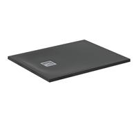 Ideal Standard - Ultra Flat S+, Receveur de douche rectangulaire ultra-mince en résine effet pierre, 100x80cm, Ideal Solid, Échappement côté court, Noir