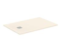 Ideal Standard - Ultra Flat S+, Receveur de douche rectangulaire ultra-mince en résine effet pierre, 120x80cm, Ideal Solid, Drain côté court, Sable