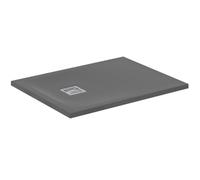 Ideal Standard - Ultra Flat S+, Receveur de douche rectangulaire ultra-mince en résine effet pierre, 90x70cm, Ideal Solid, Échappement côté court, Gris ciment