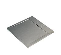 Ideal Standard -Ultraflat S I.Life Receveur de Douche Ultraplat 3 cm d'Épaisseur, Résine, Carré 80 x 80 cm, Finition Pierre Texturée, Naturellement Anti-Dérapant, Gris, T5229FS