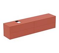 Ideal Standard vasque Conca T4337Y3 240x50.5x55cm, avec découpe gauche / droite, 4 tiroirs, laqué mat Sunset