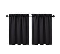 IDEALHOUSE Lot de 2 Rideaux occultants Courts pour Petites fenêtres | Pour petites fenêtres, opaque et imperméable, aspect café moderne, montage facile, pour cuisine, salle de bain, salon
