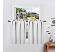 IDEALHOUSE Lot de 2 Rideaux occultants imperméables en Seersucker pour | Pour petites fenêtres, opaque et imperméable, aspect café moderne, montage facile, pour cuisine, salle de bain, salon