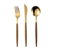 IDEANATEGRATE 1ensemble Set de Couverts Dorés Acier Inoxydable Fourchette Couteau et Cuillère pour Repas Western Service de Table Élégant et Usage Quotidien et Festif