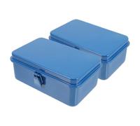 IDEANATEGRATE 2 Pièces Boîte à Outils Étanche en Fer Bleu, Grosse Capacité, Multi-Couches avec Compartiments, Boîte de Rangement pour Outils pour Voiture, Garage et Réparations en Déplacement