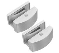 IDEANATEGRATE 2pcs Dispositif de Retenue pour Porte Coulissante Verre Argenté, Guide Bas Réglable en Alliage D'aluminium et Caoutchouc, Installation Facile pour Salle de Bain