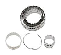 IDEANATEGRATE 6pièces Rond Acier Inoxydable Double Face Fluted et Lisse pour Pâtisserie Maison et Professionnelle