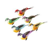 IDEANATEGRATE 6pièces Set de Oiseaux Artificiels DIY avec Plumes Réalistes Décoration Jardin Branches Colorées Mixées Accessoires Ornementaux pour Maison Extérieur et Couleur Aléatoire