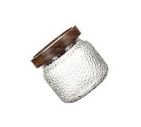 IDEANATEGRATE Bocal de Stockage en Verre 400ml avec Couvercle en Bois Hermétique pour Aliments Secs et Poivre, Facile à Nettoyer, Maison